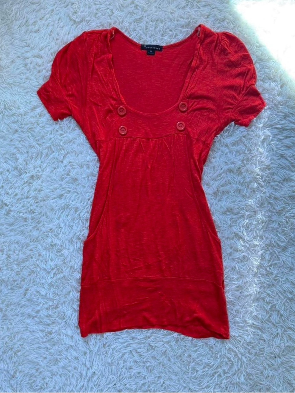Forever 21 Orange Short Sleeve Scoop-Neck Tunic Top
